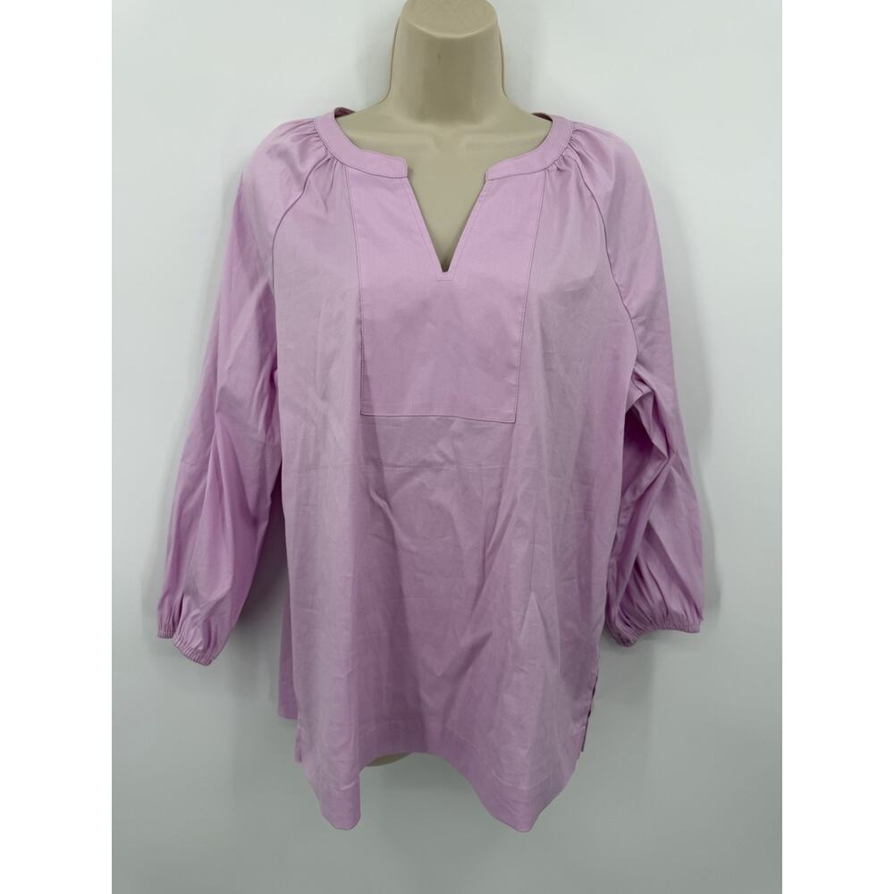 Chicos Shirt Womens Size 1 Or Medium Sleeve Pink V Neck
